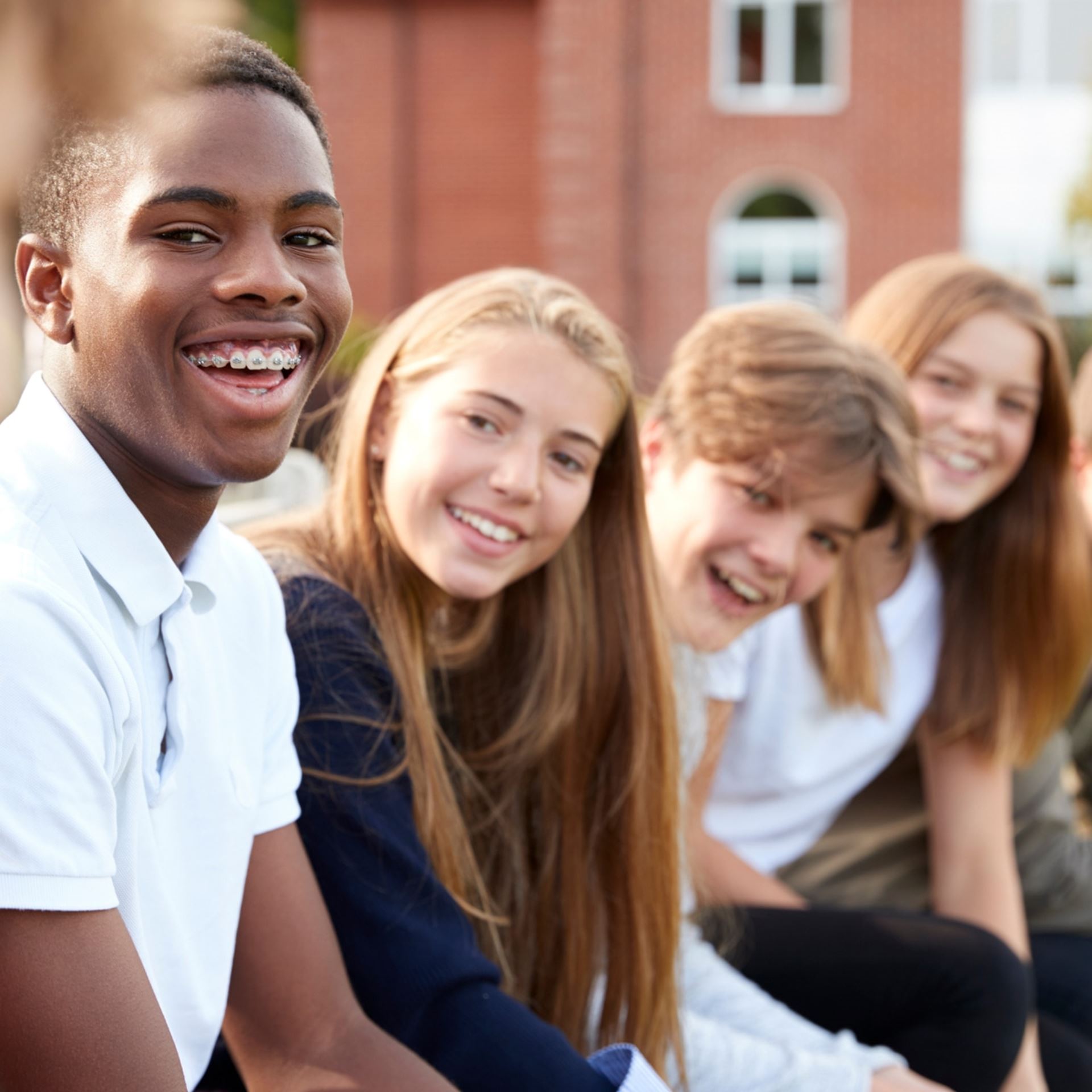 Junior High Students laughing together 